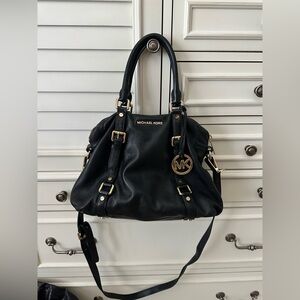 Michael Kors Black Shoulder Bag with Gold Accents